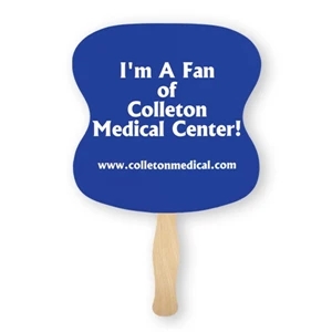 Stock Shape Hourglass Hand Fan With Wood Handle (wood Stick) Attached With Adhesive