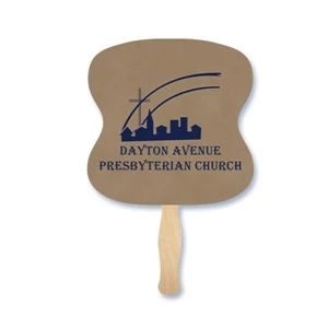 Hourglass Shape Hand Fan, 26 Point Recycled Natural Brown Kraft Chipboard