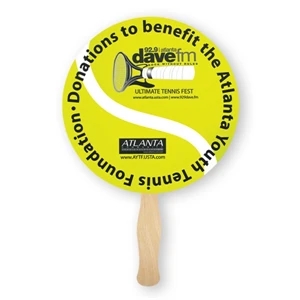 Stock Shape Round Hand Fan With Wood Handle ( Wood Stick) Attached With Adhesive