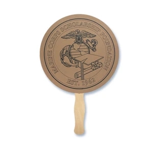 Round Shape Hand Fan, 26 Point Recycled Unbleached Natural Brown Kraft Chipboard