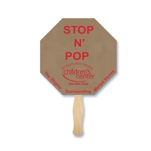 Stop Sign Shape Hand Fan, 26 Point Recycled Natural Brown Kraft Chipboard