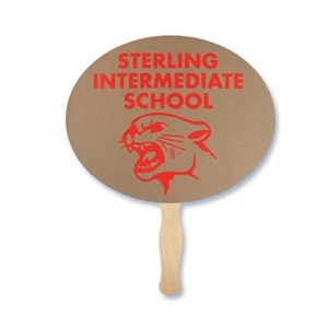 Oval Shape Hand Fan, 26 Point Recycled Unbleached Natural Brown Kraft Chipboard