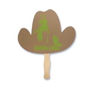 Cowboy Hat Hand Fan, 26 Point Recycled Unbleached Natural Brown Kraft Chipboard