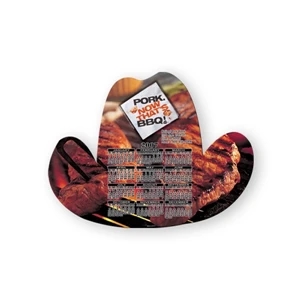 Cowboy Hat Shape Stickless Hand Fan Printed On 16 Point Coated Board Stock