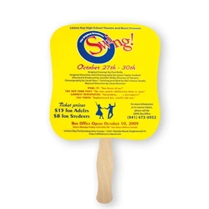 Stock Shape Palm Hand Fan With Wood Handle ( Wood Stick) Attached With Adhesive
