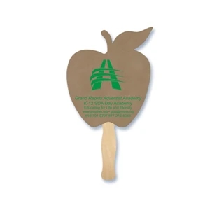 Apple Shape Hand Fan, 26 Point Recycled Unbleached Natural Brown Kraft Chipboard