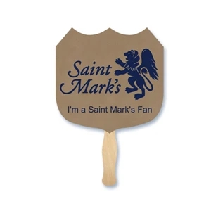 Shield Shape Hand Fan, 26 Point Recycled Unbleached Natural Brown Kraft Chipboard