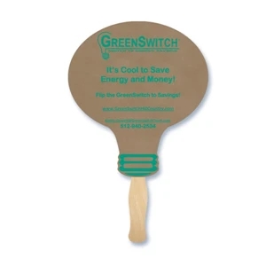 Light Bulb Hand Fan, 26 Point Recycled Unbleached Natural Brown Kraft Chipboard