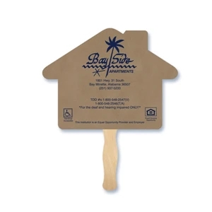 House Shape Hand Fan, 26 Point Recycled Unbleached Natural Brown Kraft Chipboard