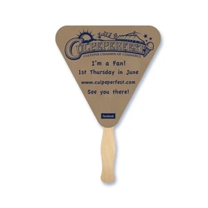 Triangle Shape Hand Fan, 26 Point Recycled Natural Brown Kraft Chipboard