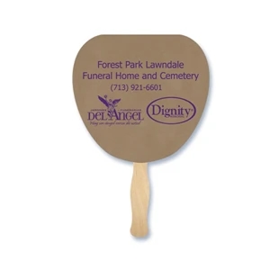 Leaf Shape Hand Fan, 26 Point Recycled Unbleached Natural Brown Kraft Chipboard