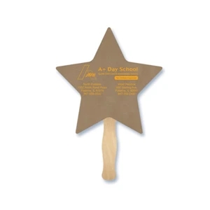 Star Shape Hand Fan, 26 Point Recycled Unbleached Natural Brown Kraft Chipboard