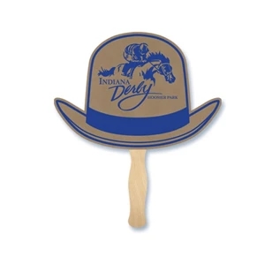 Derby Hat Shape Hand Fan, 26 Point Recycled Natural Brown Kraft Chipboard