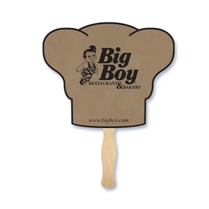 Chef Hat Shape Hand Fan, 26 Point Recycled Natural Brown Kraft Chipboard