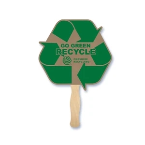 Recycle Symbol Hand Fan, 26 Point Recycled Unbleached Natural Brown Kraft Chipboard