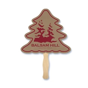 Evergreen Tree Hand Fan, 26 Point Recycled Unbleached Natural Brown Kraft Chipboard