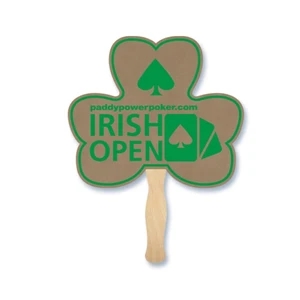 Three Leaf Clover Shape Hand Fan, 26 Point Recycled Natural Brown Kraft Chipboard