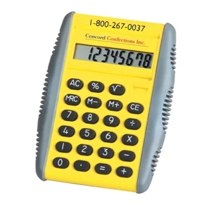 Yellow Calculator With Rubber Border Of Soft Tough Grip And Raised Rubber Keys