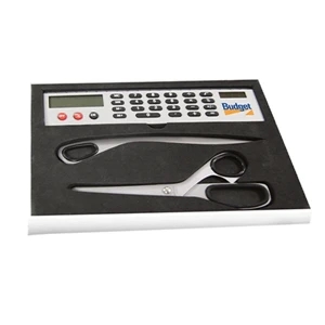 Three Piece Desk Gift Set Contain Scissors, Letter Opener And Calculator Ruler