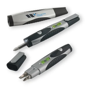 Pen Size Tool Kit With Led Light, Level And 2 Slotted And 2 Phillips Screw Bits