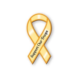 Support Our Troops Awareness Ribbon Shape Car Magnet, 30 Mil Thick Flexible Vinyl