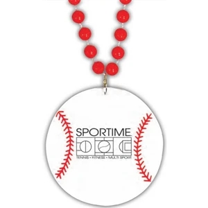 Baseball Medallion - Sport Medallion Necklaces, Medallion Is 2 1/2" On 33" Long Necklace