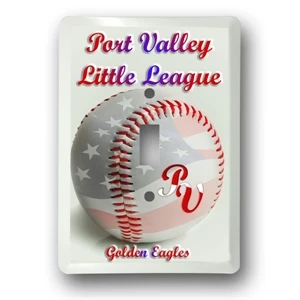 Custom Embossed Aluminum, Single Light Switch Plate. 4 Color Process Imprint