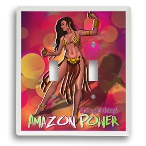 Custom Embossed Aluminum, Double Light Switch Plate With 4 Color Process Imprint