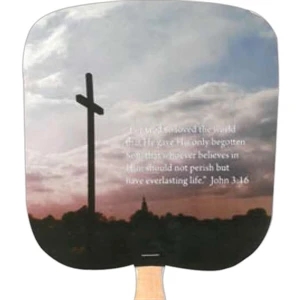 John 3:16 - Religious - Fan With Full Color Stock Picture On Coated Front