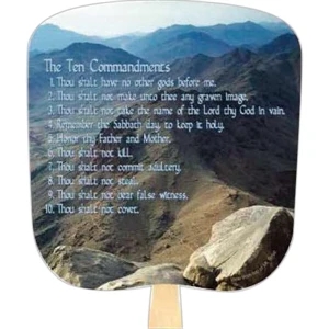 Ten Commandments - Religious - Fan With Full Color Stock Picture On Coated Front