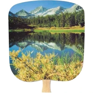 Mountain Reflection - Scenic - Fan With Full Color Stock Picture On Coated Front
