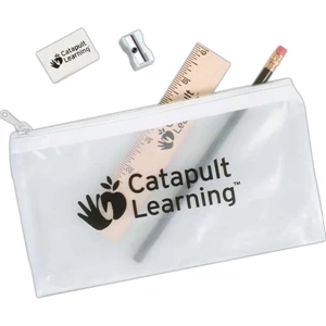 Translucent School Pouch With 1 Pencil, 1 Ruler, 1 Eraser, And 1 Sharpener