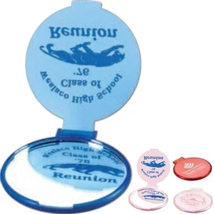 Round Shape Compact Mirror With A Flip-over Lid That Can Serve As A Stand