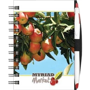 Slimline Color (tm) - New Valueline 4" X 6" High-gloss Journal With Penport, Pen, Black Wire Binding