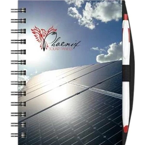 Slimline Color (tm) - New Valueline 5" X 7" High-gloss Journal With Penport, Pen, Black Wire Binding