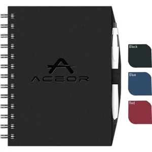 Valuebook (tm) - New Valueline 5" X 7" Paperboard Journal With Penport , Pen, Black Wire Binding