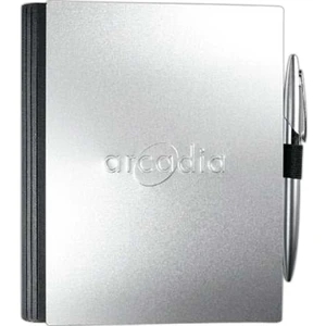 Urbanjournal (tm) - 5" X 7" Refillable Journal With Aluminum Front Cover Leather, Wraparound Spine/back