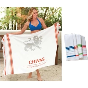 Turkish Signature (tm) - Blank Towel - Fringed Beach Towel. 100% Cotton Velour