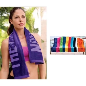 Turkish Signature (tm) - Blank On White Towel - 100% Cotton Terry Workout Towel. 12" X 45"
