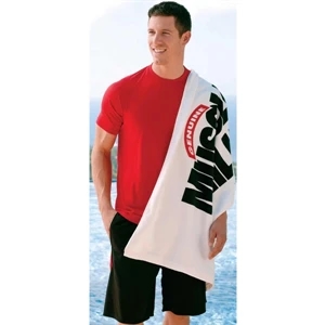 Embroidered - Gym Towel, White Only. 100% Cotton Terry Velour. 24" X 48"