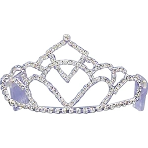 Rhinestone Tiara With Stacked Curves Design At The Bottom And A Diamond Shaped Top