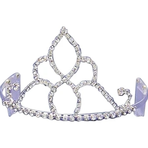 Rhinestone Tiara With Curved Shapes Along The Bottom And Teardrop Shape At Top
