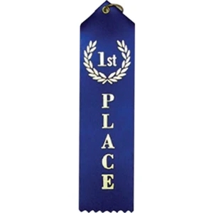 1st Place - Standard Stock Placing Ribbons. 2" X 8" With Card And String