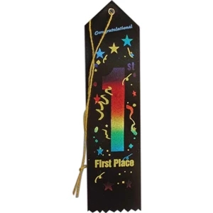 The Celebration Line - 1st Place - Stock Ribbon With Peaked Top, Card And String