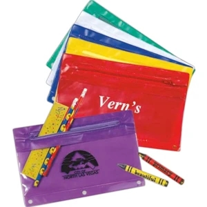 Vinyl Pouch With Clear Front Panel. Approximately 9 1/4" X 6". Imprinted