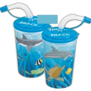 Aquarium - 18 Ounce, 3-d Kid's Cups (5" High) With An 8" Flexible Straw. Imprinted
