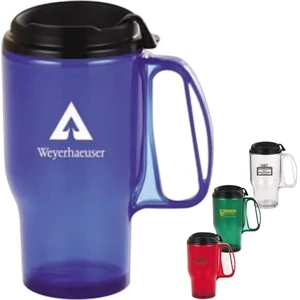 Deluxe - Bright Translucent Colored Travel Mug With Spill Resistant Closure Lid
