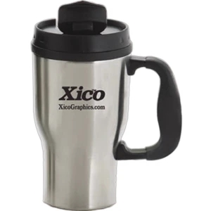 Rover - Brushed Stainless Steel Travel Mug, 16 Oz. With Flip Top Closure Lid