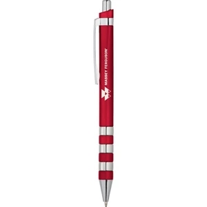 Scripto (r) Bloomfield - Abs Ballpoint Pen With Metallic Barrel, Chrome Ringed Bottom Details