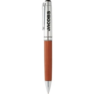Cutter & Buck (r) - Ballpoint Pen Made Of Brass With Bottom Barrel Wrap In Genuine Leather